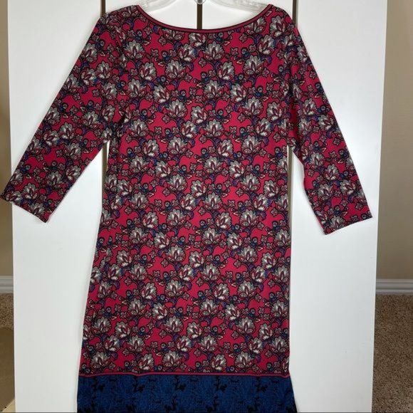 Max Studio Red Floral Shift Dress Size Medium - Picture 2 of 7
